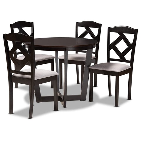 Baxton Studio Morigan Grey and Dark Brown Finished Wood 5-Piece Dining Set