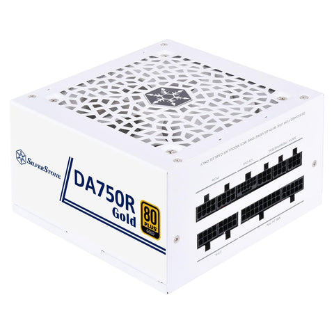 SilverStone Technology DA750R Gold 80 Plus Gold 750W ATX 3.0 & PCIe 5.0 Power Supply with White casing, Fan, and White Cables, SST-DA750R-GMA-WWW (SST-AX0750MCGD-C)