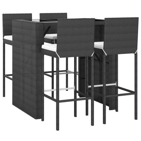 vidaXL Patio Bar Set 5 Piece, Outdoor Patio Wicker Set Bar Height Chair, Bar Table and Chair Set for Balcony Backyard Porch, Black Poly Rattan