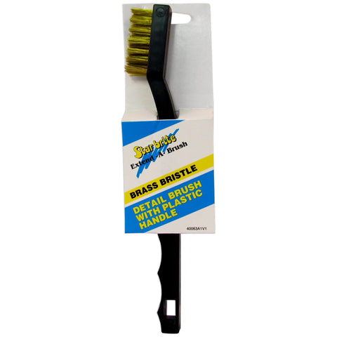 STAR BRITE Detail Brush with Plastic Handle and Brass Bristles (040063)