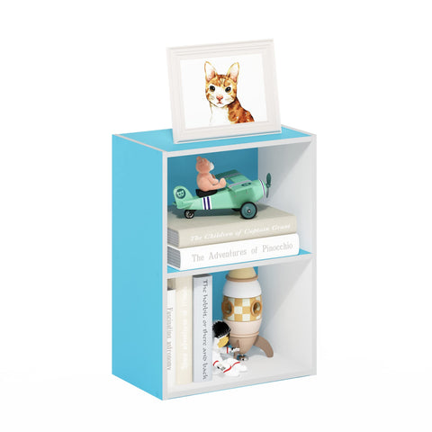 Furinno Luder Bookcase / Book / Storage, 2-Tier, Light Blue/White