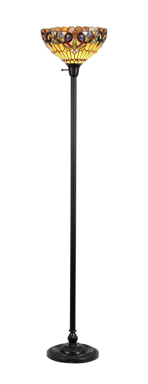Chloe Lighting CH33353VR14-TF1 "Serenity" Tiffany-Style Victorian 1 Light Torchiere Floor Lamp 14" Shade, Bronze