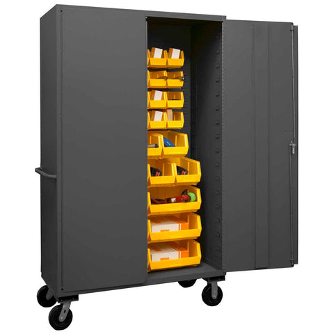 Durham 3502M-BLP-42-95 Lockable Mobile Cabinet with 42 Yellow Hook-On Bins