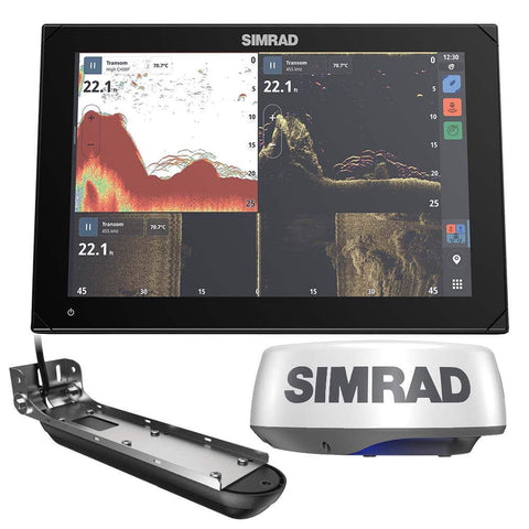 Simrad 000-15378-001, NSX 3012, Chartplotter and Fishfinder with Active Imaging 3-in-1 Transducer, HALO20+ Radar & C-MAP Discover X Charts, 12 Inch, Black