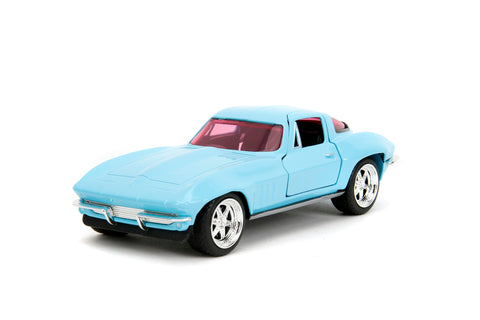 Jada Pink Slips 1:32 W2 1966 Chevy Corvette Die-Cast Car, Toys for Kids and Adults(Light Blue)