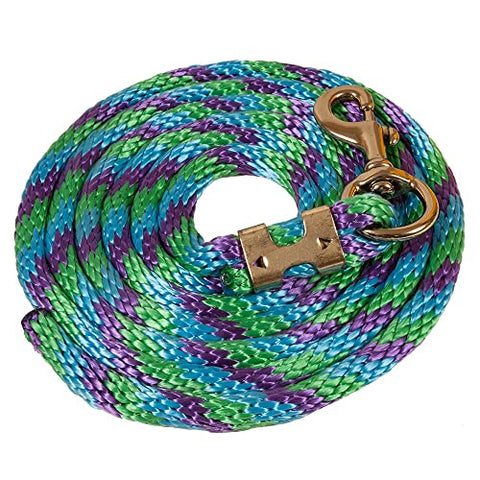Mustang Poly Lead Rope 9ft. with Bolt Snap, Green/Purple/Turq, One Size