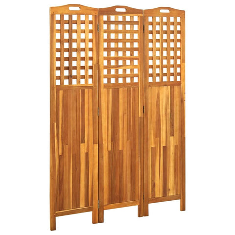 vidaXL 3-Panel Room Divider with Solid Acacia Wood Construction, Foldable for Space Saving, Suited for Indoor and Outdoor, Farmhouse Style, Easy Maintenance