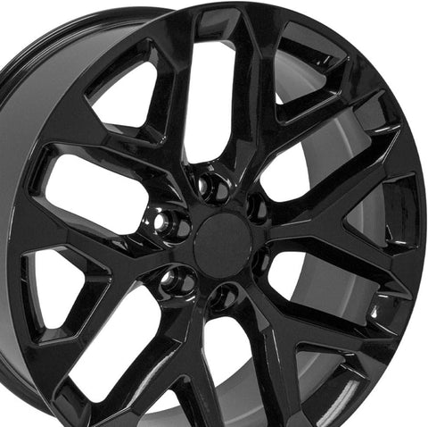 OE Wheels CV98B 22 Inch Rim Fits Silverado 1500 Snowflake Style 6x139.7 22x9 Gloss Black - Hollander 5668 (1)