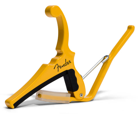 Kyser Musical Products Fender X Quick-Change Electric Guitar Capo, KGEFBBA, Butterscotch Blonde - For Electric Guitars, Collaboration with Fender, Made in USA, Quality, Strong, Lightweight, Quick