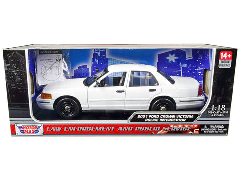2001 Ford Crown Victoria Police Car Unmarked White Custom Builder's Kit Series 1/18 Diecast Model Car by Motormax