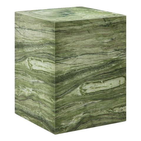 Modway Jordana Indoor Outdoor Concrete Side Table in Green Marble – Square Plinth End Table with Faux Stone Finish - Concrete Furniture Accent Table for Patio, Garden, or Living Room