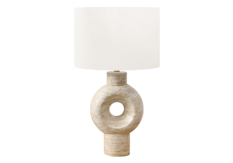 Monarch Specialties I 9932 Lighting, 28" H, Table Lamp, Beige Resin, Ivory/Cream Shade, Contemporary