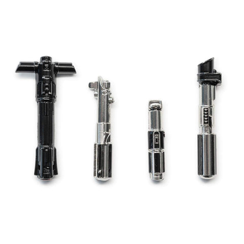 Star Wars 3D Lightsaber Pin Set | Exclusive Magnetic Star Wars Pins | Includes Yoda, Luke, Darth Vader & Kylo Ren's Lightsabers | Set of 4