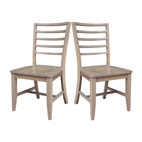 IC INTERNATIONAL CONCEPTS Set of Two Solid Wood Soma Ladder Back Dining Chairs in Flax