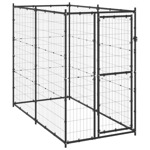 vidaXL Outdoor Dog Kennel - Sturdy Powder-Coated Steel - Secure with Lockable Hinged Door - Ventilated Mesh Design - Ample Space - 43.3" x 86.6" x 70.9"