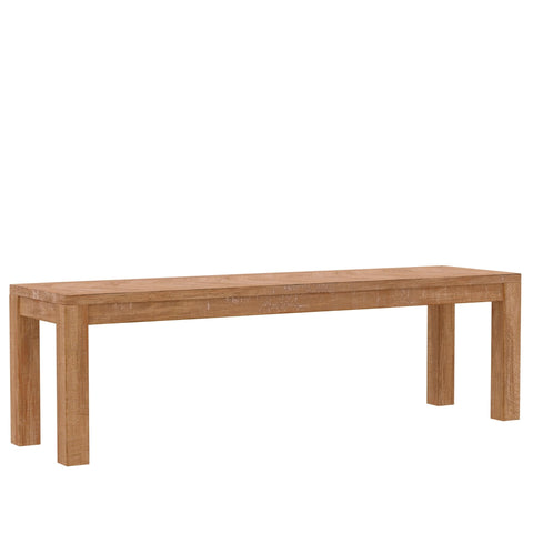 Alpine Furniture Aiden Solid Pine and Plywood Dining Bench, Weathered Natural