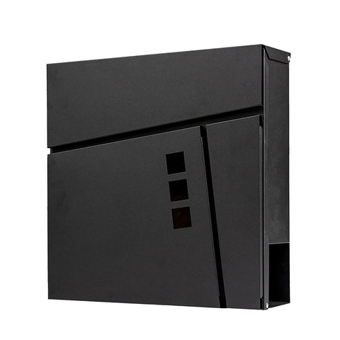 Fine Art Living Naples Wall Mounted Locking Steel Mailbox, Newspaper Holder,Black,MD26