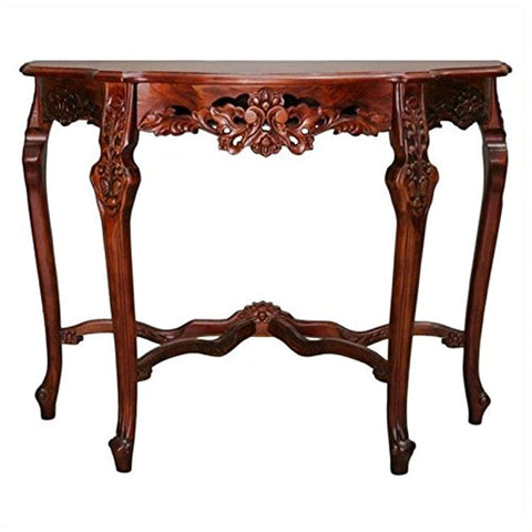 International Caravan Furniture Piece Windsor Hand-Carved Half Moon Console Table