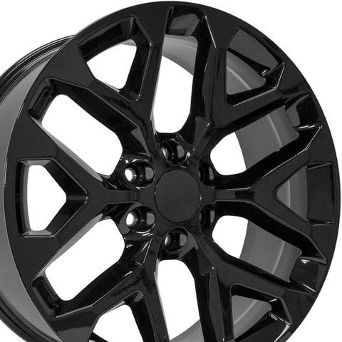 OE Wheels CV98B 22 Inch Rim Fits Silverado 1500 Snowflake Style 6x139.7 22x9 Gloss Black - Hollander 5668 (1)