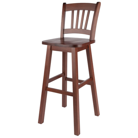 Winsome Fina Swivel Seat Bar Stool, 30In Height, Solid Wood, Walnut Finish
