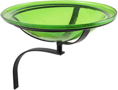Oakestry CGB-05FG-WM 12 Inch Fern Green Crackle Wall Mount Bracket Birdbath
