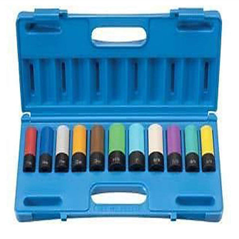 1/2 In Dr Extra-Thin Wall Wheel/Nut Protector Impact Socket Set - 11-Pc