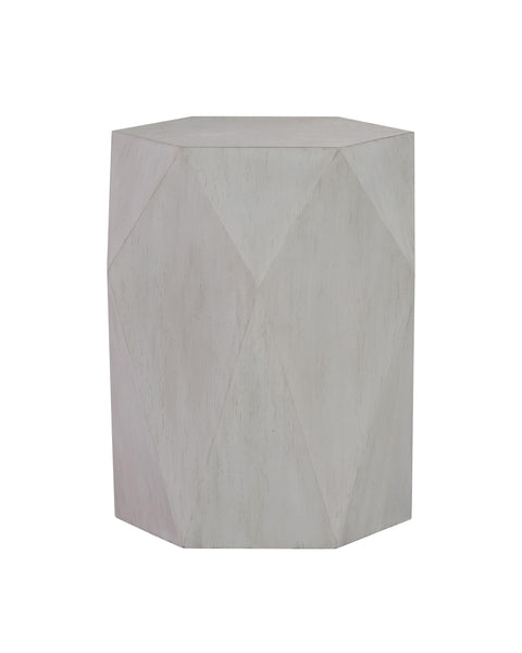 Acme Hanniel Contemporary Wood Hexagonal End Table in Antique White
