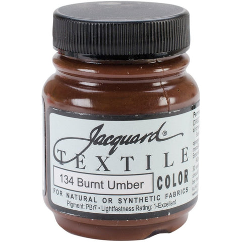 Jacquard Textile Color Burnt Umber- Permanent Fabric Paint for Clothes, Furniture Upholstery, Shoes or Tote Bags – Indoor & Outdoor Fabric Paint – 2.25 Oz Jar, Upholstery Fabric Paint