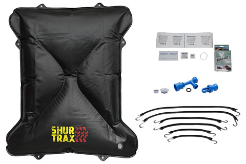 Shurtrax Water Ballast, 56 x 48 x 3 in, Up to 320 lb, Siphon Pump/Straps/Repair Kit, Vinyl, Black, Compact Truck Bed, Kit