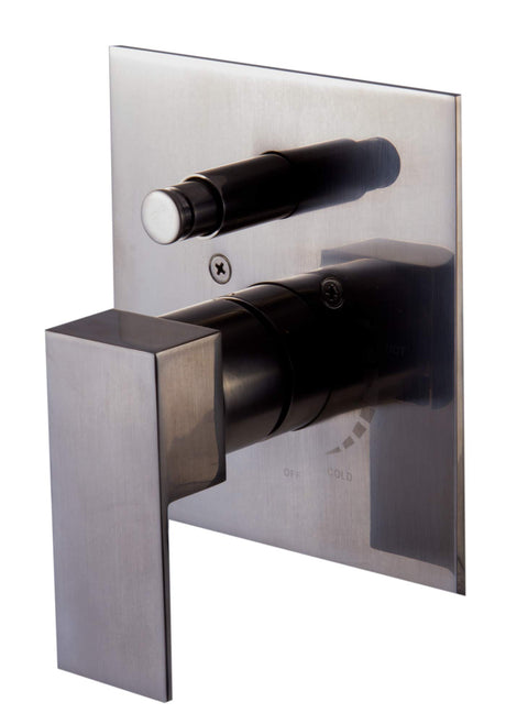 ALFI brand AB6801-BN Modern Square Pressure Balanced Shower Mixer with Diverter, Brushed Nickel