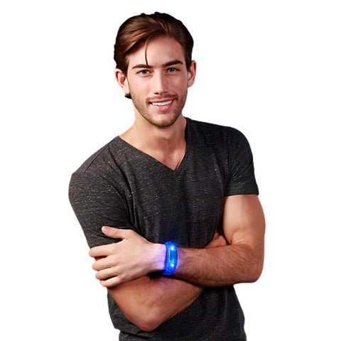 blinkee Glowing Elegance - Unisex 4th of July Blue LED Fashion Bracelet with Replaceable Batteries and Three Lighting Modes for Celebrations and Night Events