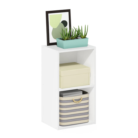 Furinno PASIR Book Shelf, 2-Tier Modern Bookshelf, Open Shelves Bookcase 9 x 12 x 21, Easy Assembly, for Living Room, Bedroom, Home Office, White