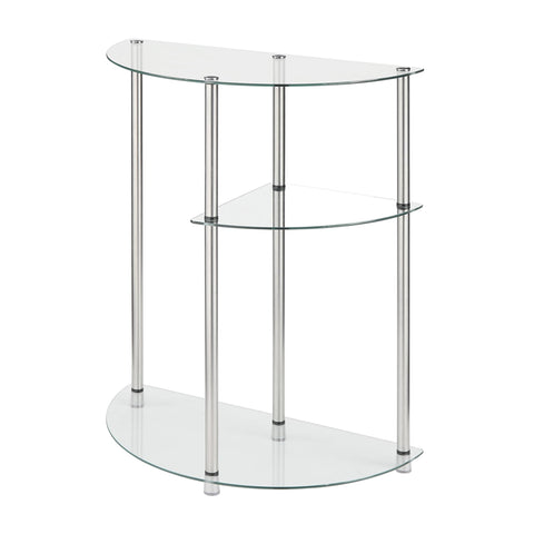 Convenience Concepts Designs2Go Classic Glass 3-Tier Display Entryway Table 23" - Modern Display Table with Storage Shelves, Narrow Entryway Hall Table for Living Room, Bedroom, Bathroom, Glass/Chrome