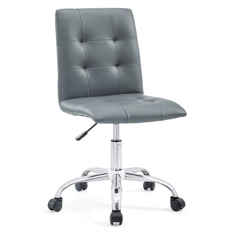 Modway Prim Ribbed Armless Mid Back Swivel Conference Office Chair In Gray