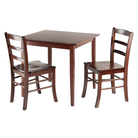 Oakestry Groveland 3-Piece Dining Set, Walnut Solid Wood Table with 2 Matching Chairs, Compact Kitchen & Dining Room Furniture, Space-Saving Modern Wooden Table and Chair Set