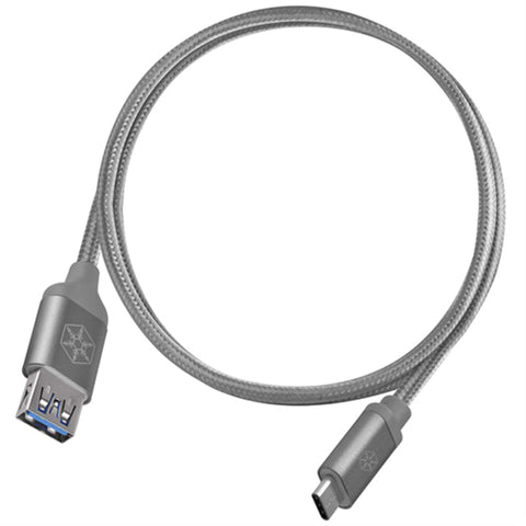 SilverStone Technologies CPU05C-500 0.5 m Reversible USB-C to USB Type-A Female Cable44; Charcoal