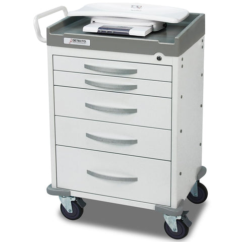 DETECTO Rescue Series General Purpose Medical Cart 5 White Drawers