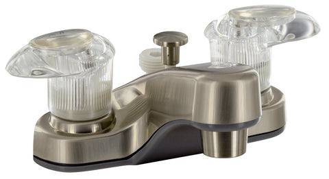 Bathroom Diverter Faucet, 4IN, 2 Lever, 1/4 Turn, Plastic, Brushed NIC