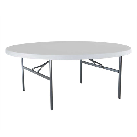 Lifetime 22673 Folding Round Table, 6 Foot, White Granite