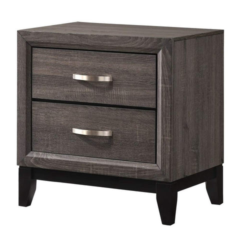 Crown Mark Akerson Grey Wood 2-Drawer Nightstand
