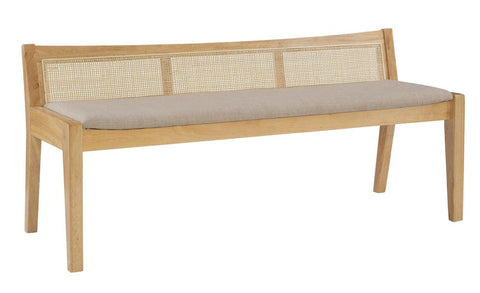 Nassau Rattan Cane Bench with Back, Beige