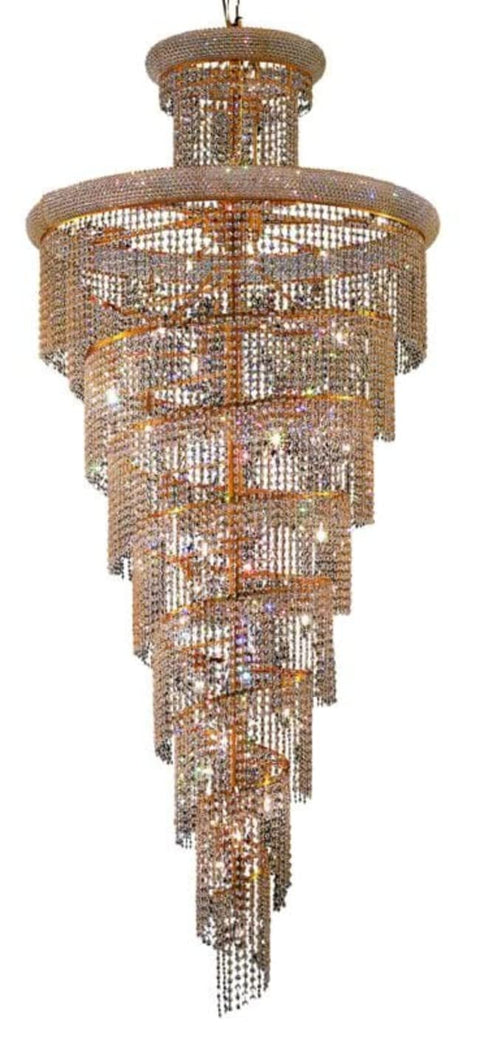 Elegant Lighting Value Spiral 32 Light Gold Chandelier Clear Royal Cut Crystal - Finish:Gold - Finish:Gold - Finish:Gold - Finish:Gold Gold