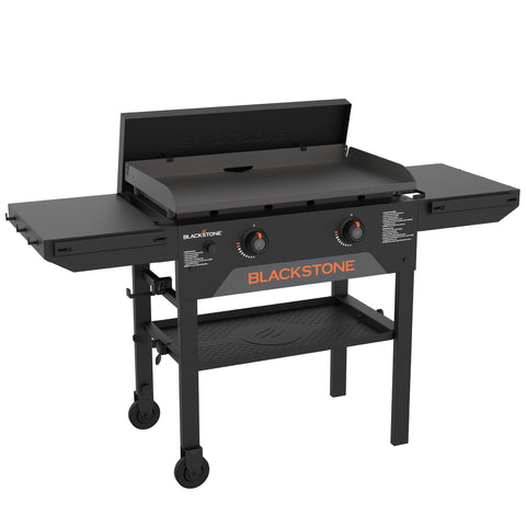 Blackstone 2207 Original 28” Omnivore Griddle with Dual Side Shelves and Hard Cover, Powder Coated Steel, Black