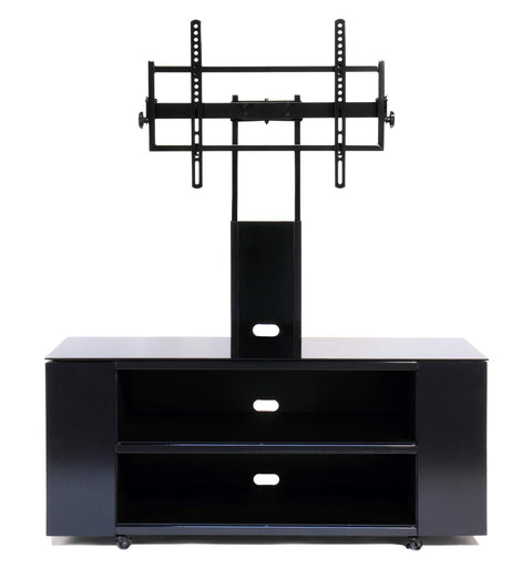 TransDeco TV Stand with Mount Caster CD/DVD Cabinet for Up to 90 Inch TVs Black TD987B