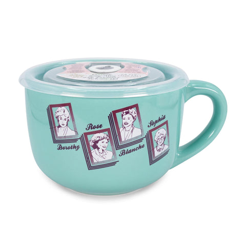 The Golden Girls Ceramic Soup Mug With Vented Lid | Bowl For Ice Cream, Cereal, Oatmeal | Large Coffee Cup For Espresso, Caffeine, Beverage | Cute Home & Kitchen Decor Essentials | Holds 24 Ounces