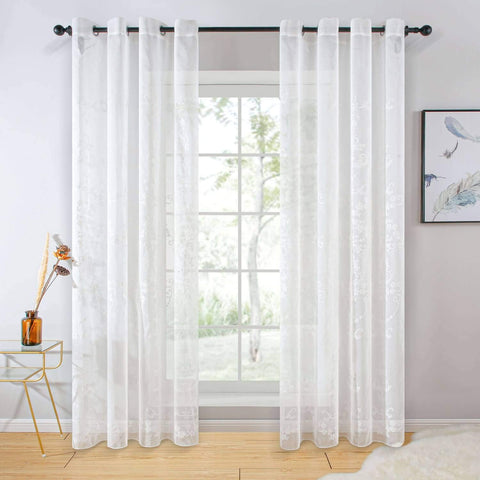Dolce Mela White Sheer Curtains Panel, Idra DMC722