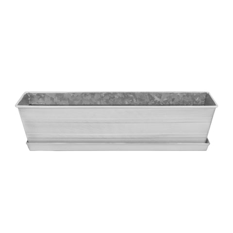 Achla Designs Galvanized Steel Flower Box Planter with Tray, Cape Cod White, Small