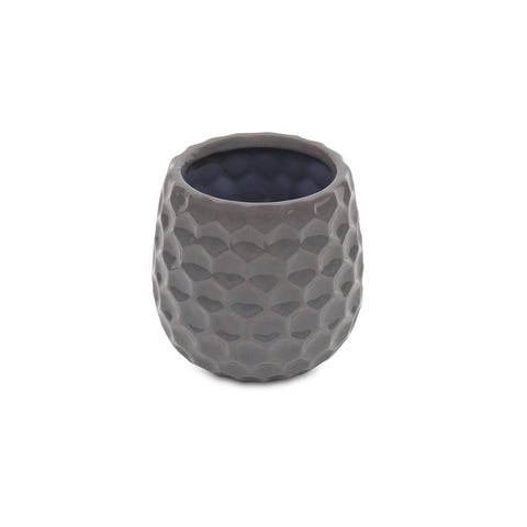 Cheungs Gray Ceramic Planter with a Hexagon Textured Pattern