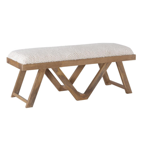 Powell Byan Upholstered Bench with Brown Finish D1424A21BR
