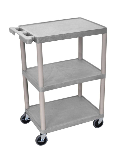 Luxor Multipurpose Storage Utility Cart 3 Shelves Structural Foam Plastic - Gray